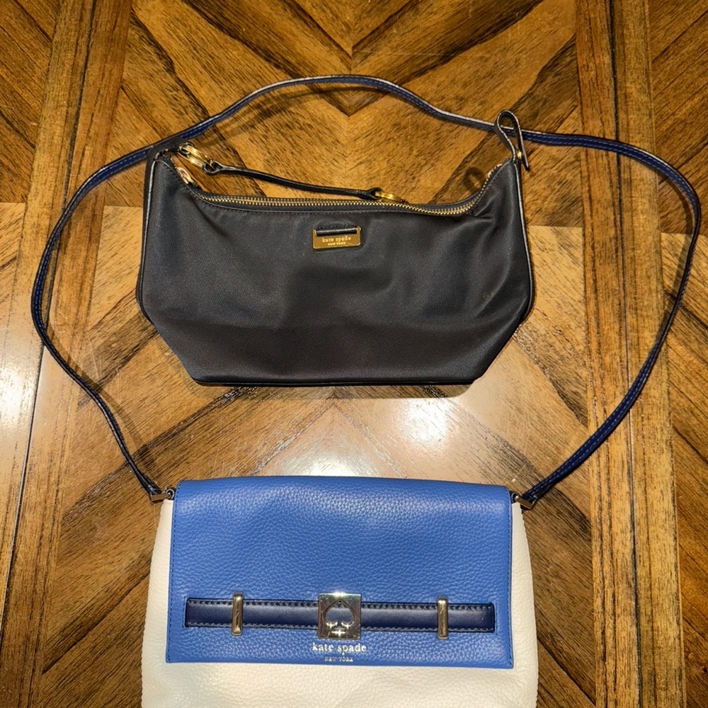 (2) Kate Spade Black and Blue Crossbody Bag Set